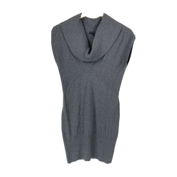 Banana Republic XS Dress Sweater Mini Tunic Cowl Neck Gray Stretch Short Sleeve - Picture 7 of 7